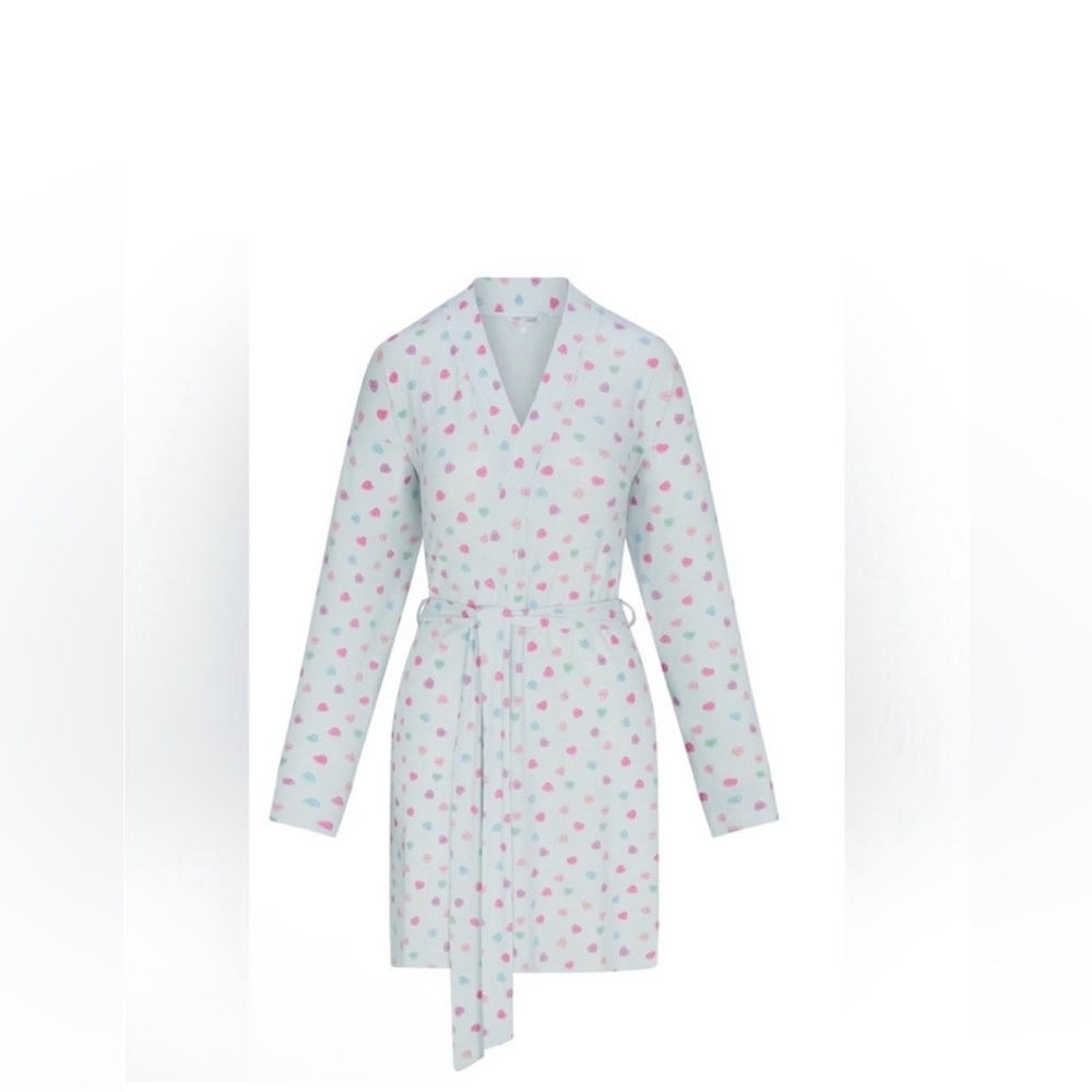 SKIMS Soft Lounge Short Robe | Cloud Candy Heart Print 💕 - Picture 3 of 8